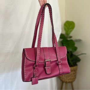 Vintage Hot Pink Leather Buckle Shoulder Bag